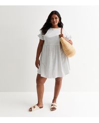 New Look - Plus Size Stripe Mini Smock Dress Curves - Lyst