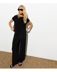 New Look - Plissé-Pleat Wide Leg Trousers - Lyst