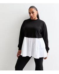 New Look - Plus Size Cotton Blend Hybrid Top Curves - Lyst