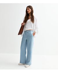 New Look - Light Drawstring Waist Soft Denim Trousers - Lyst