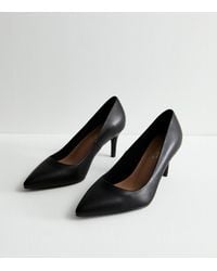 New Look - Wide Fit Leather-Look Stiletto Heel Court Shoes - Lyst