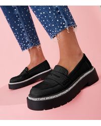 New Look Live It Up Faux Croc Embellished Chunky Loafers Vegan - Black