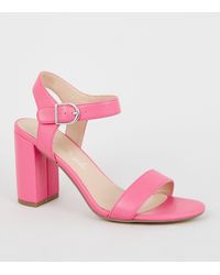 bright pink block heels