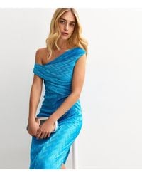 New Look - Textured One Shoulder Slit Hem Midi Dress - Lyst