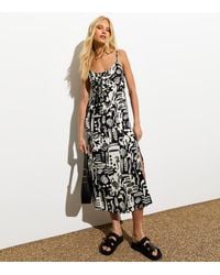 New Look - Abstract-Print Tie-Front Midi Slip Dress - Lyst