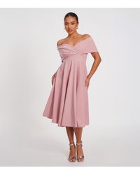 Quiz - Bardot Wrap Midi Dress New Look - Lyst