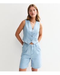 New Look - Light Cropped Soft Denim Waistcoat - Lyst