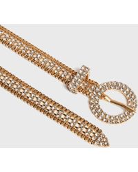 New Look Diamanté Skinny Belt - Metallic