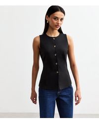 New Look - Buttoned Crew Neck Ponte Waistcoat - Lyst