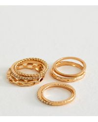 New Look - Tone Pack Of 8 Stackable Textured Rings - Lyst