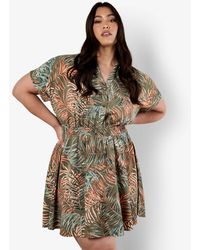 Apricot - Curve Leaf Print Mini Dress New Look - Lyst