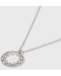 New Look Diamanté Circle Pendant Necklace - Metallic