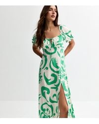 New Look - Swirl Print Tie Front Milkmaid Midi Dress - Lyst