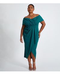 Quiz - Plus Size Bardot Midi Dress Curves New Look - Lyst