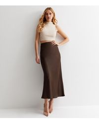 New Look - Satin Bias Cut Midi Skirt - Lyst