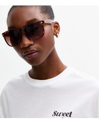 New Look - Tortoiseshell Effect Square Retro Sunglasses - Lyst