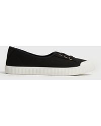 New Look Canvas Metal Trim Lace Up Trainers Vegan - Black