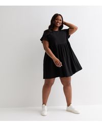 New Look - Plus Size Short Frill Sleeve Mini Smock Dress Curves - Lyst