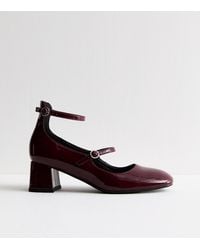 New Look - Leather-Look Block Heel Mary Jane Shoes Vegan - Lyst