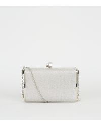 new look silver clutch bag