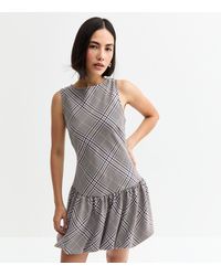New Look - Check Puffball Skirt Micro Mini Dress - Lyst