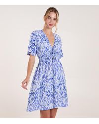 Blue Vanilla - Shirred V-Neck Mini Dress New Look - Lyst