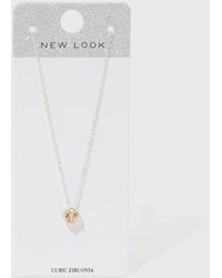 New Look Cubic Zirconia Pendant Necklace - Metallic
