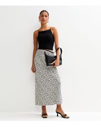 New Look - Polka Dot Satin Midi Skirt - Lyst