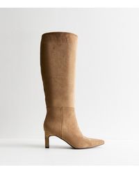 New Look - Kitten Heel Faux Suede Knee High Boots - Lyst