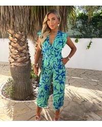 AX Paris - Abstract Print Belted Jumpsuit New Look - Lyst