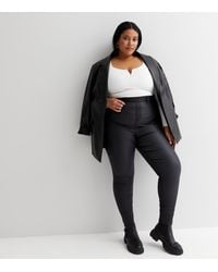 New Look - Plus Size Coated Leather-Look High Waist Jeggings Curves - Lyst