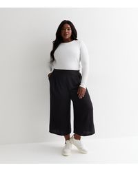New Look - Plus Size Wide Leg Crop Trousers Curves - Lyst