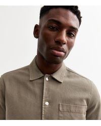 New Look - Khaki Slim Heavyweight Twill Overshirt - Lyst
