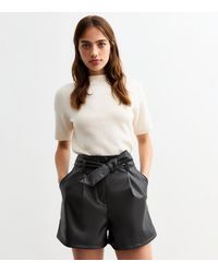 New Look - Tie Waist Faux Leather Shorts - Lyst