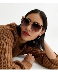 New Look - Tortoiseshell Effect Square Frame Sunglasses - Lyst