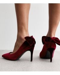 New Look - Wide Fit Bow Detail Velvet Stiletto Heel Court Shoes Vegan - Lyst