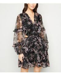 ax paris off white abstract print chiffon midi dress
