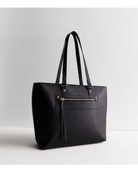 New Look - Leather Look Zip Front Tote Bag - Lyst