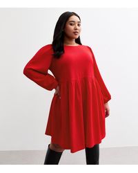New Look - Plus Size Crinkled Texture Mini Dress Curves - Lyst