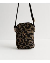 New Look - Leopard Print Canvas Phone Bag - Lyst