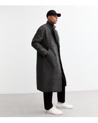 New Look - ' Regular Double Breasted Herringbone Coat - Lyst