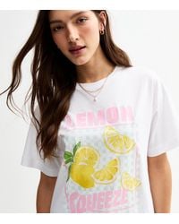 New Look - Oversized Lemon Squeeze Print T-Shirt - Lyst