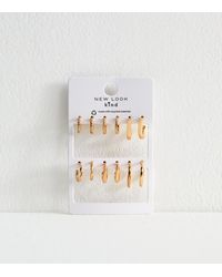 New Look - Pack Of 6 Tone Textured Hoops - Lyst