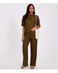 Quiz - Textured Wide Leg Trousers New Look - Lyst