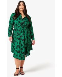 Apricot - Plus Size Floral Midi Shirt Dress Curves New Look - Lyst