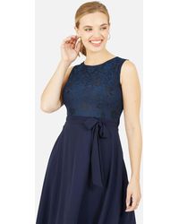 Mela Lace Dip Hem Sleeveless Mini Dress New Look - Blue