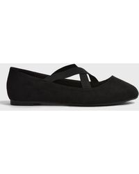 New Look Wide Fit Suedette Cross Strap Court Shoes Vegan - Black