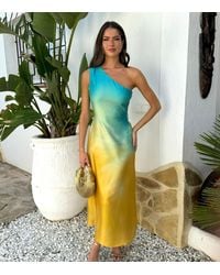 AX Paris - Multicolour Sunset Ombré Print One Shoulder Open Back Midi Dress New Look - Lyst