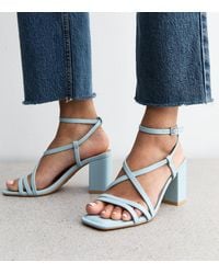 New Look - Light Faux Leather Block Heel Multi Strap Sandals Vegan - Lyst
