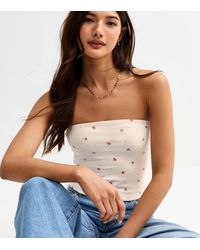 New Look - Floral Print Jersey Bandeau Top - Lyst